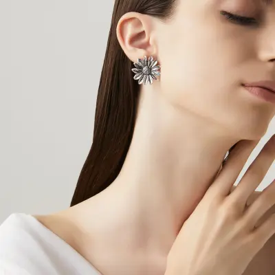 Daisies Big Earrings  עגילים כסף
