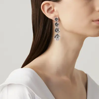 Daisies Long Earrings עגילים כסף