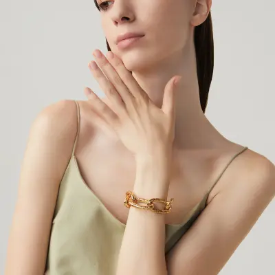 Croco Bracelet gold-plated צמיד כסף