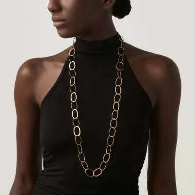 Oval Links Necklace gold-plated שרשרת כסף