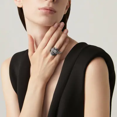 Crocodile Big Ring טבעת כסף