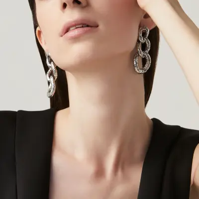 Crocodile Drop Earrings עגילים כסף