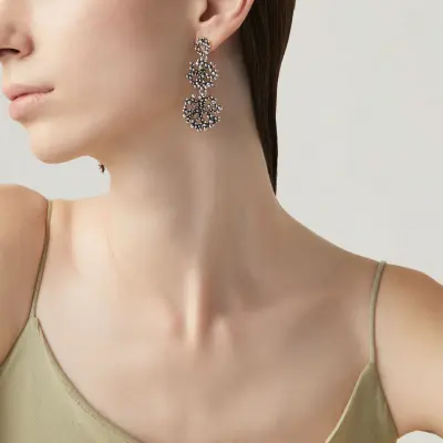 Perlage Pendant Earrings עגילים כסף