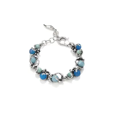 Ocean Bracelet with natural stones צמיד כסף