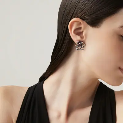 Coral Medium Earrings עגילים כסף