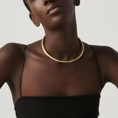 Rock Necklace Gold-plated קולר כסף