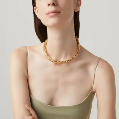 Crocodile Light Necklace gold-plated קולר כסף
