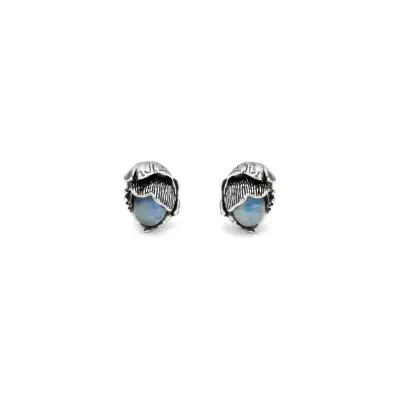 Moon Flower Button Earrings עגילים כסף
