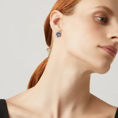 Moon Flower Button Earrings עגילים כסף