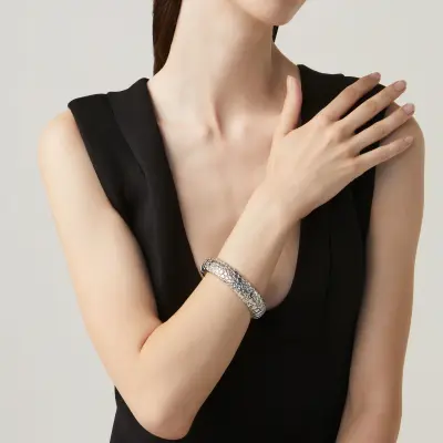 Moon Crocodile Big Bangle צמיד כסף