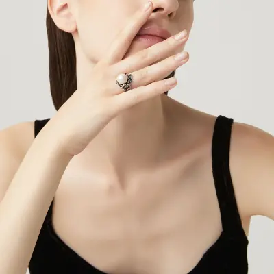 Butterflies Drop Ring טבעת כסף