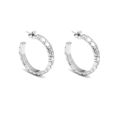 Moon Crocodile Hoop Earrings עגילים כסף