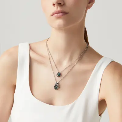 Daisies Garden Double Necklace שרשרת כסף