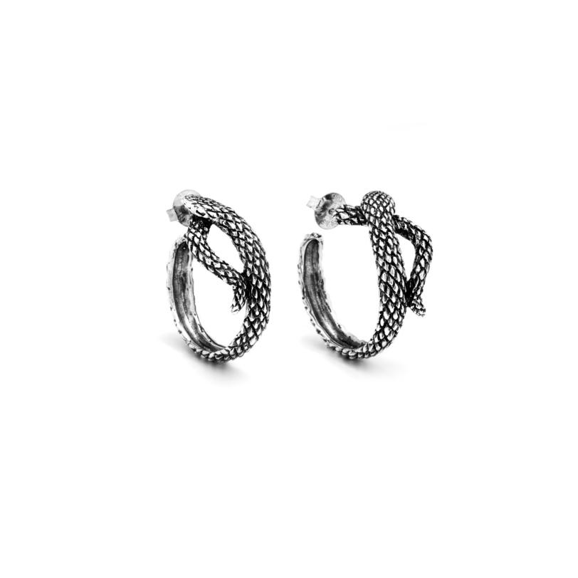 Snake Hoop Earrings עגילים כסף