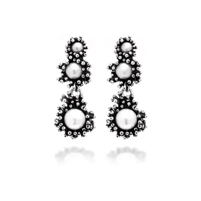 Anemone Small Long Earrings עגילים כסף