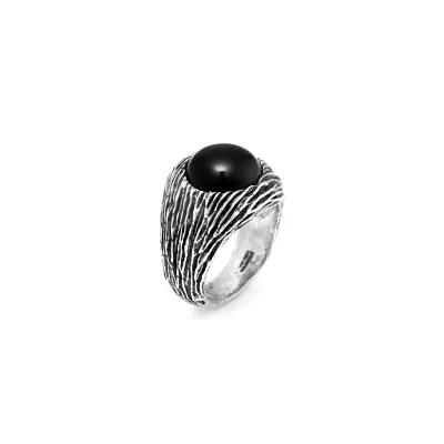 Onyx Scratch Ring טבעת כסף