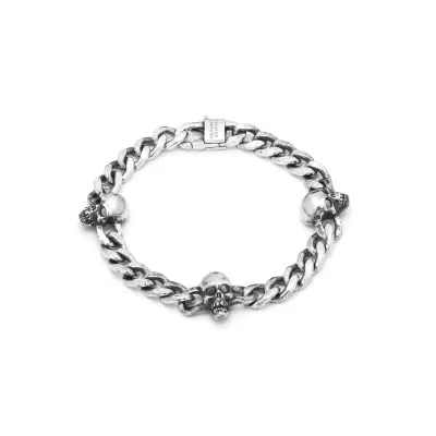Skulls Curb Chain Bracelet צמיד כסף