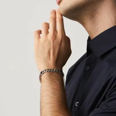 Onyx Curb Chain Bracelet צמיד כסף