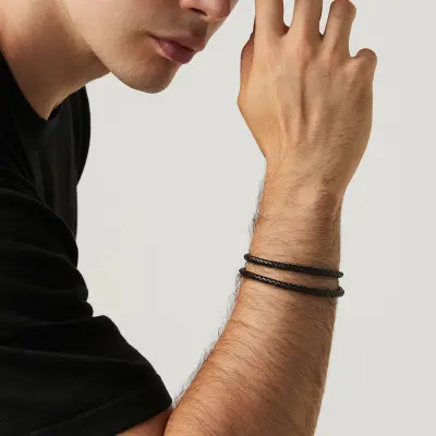 Braided Leather Bracelet/Necklace צמיד כסף