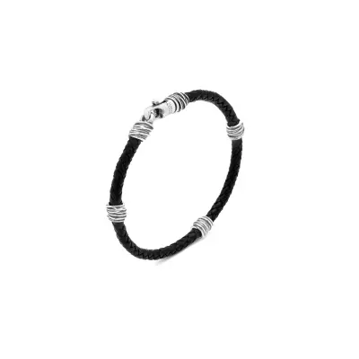 Strings Leather Bracelet צמיד כסף