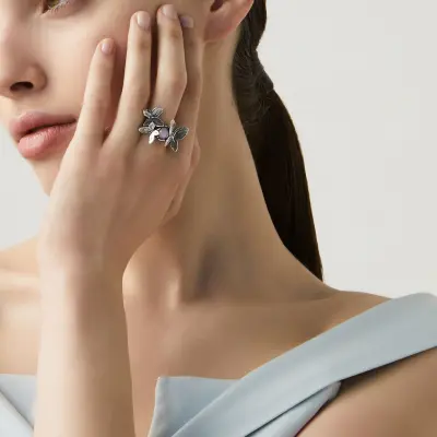 Pink Butterfly Ring טבעת כסף