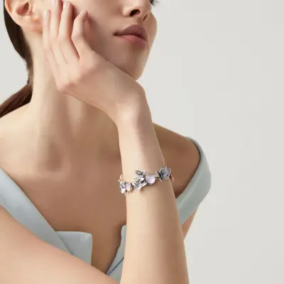 Pink Butterfly Big Bracelet צמיד כסף