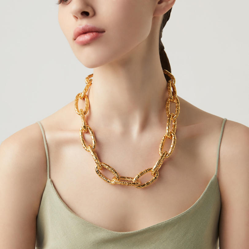 Croco Necklace Gold-Plated שרשרת כסף