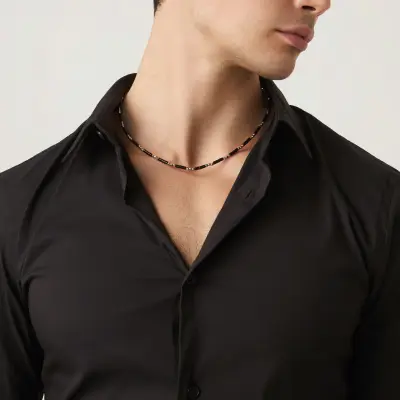 Onyx And Cubes Necklace שרשרת כסף