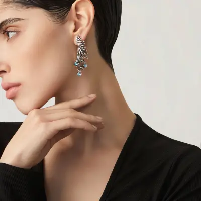 Fireworks Drop Earrings עגילים כסף