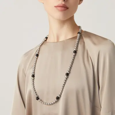 Optical Long Necklace שרשרת כסף