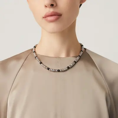 Optical Mix Necklace שרשרת כסף