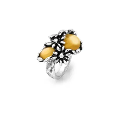 Yellow Daisy Big Ring טבעת כסף