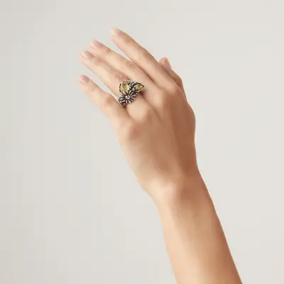Yellow Daisy Big Ring טבעת כסף