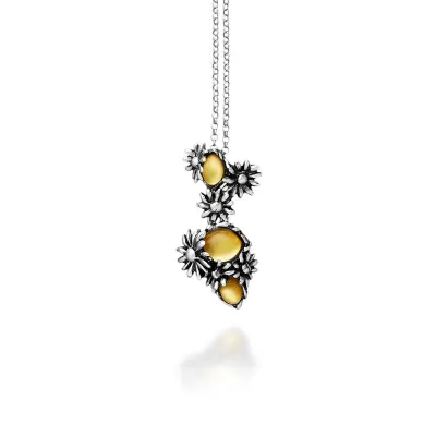 Yellow Daisy Pendant שרשרת כסף