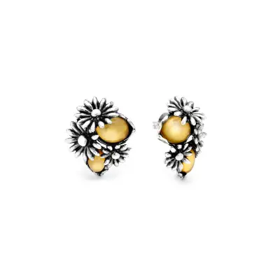 Yellow Daisy Earrings עגילים כסף