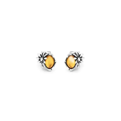 Yellow Daisy Small Earrings עגילים כסף
