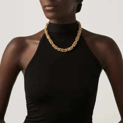 Byzantine Big Necklace gold-plated שרשרת כסף