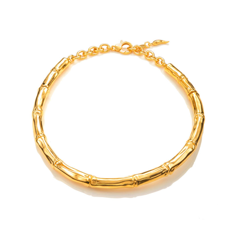 Bamboo Light Necklace gold-plated  שרשרת כסף