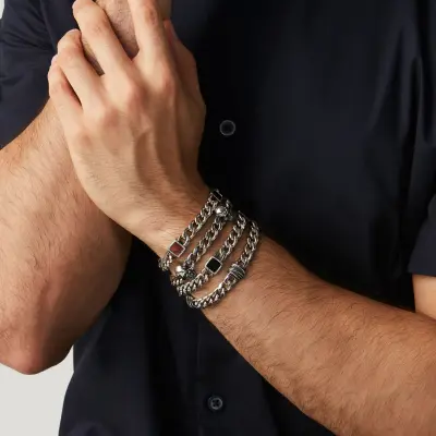 Skulls Curb Chain Bracelet צמיד כסף