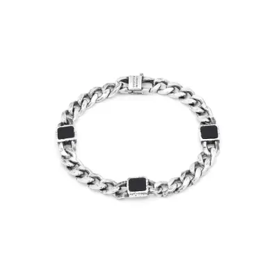 Onyx Curb Chain Bracelet צמיד כסף