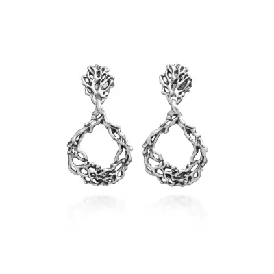 Coral Pendant Earrings עגילים כסף