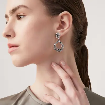 Coral Pendant Earrings עגילים כסף