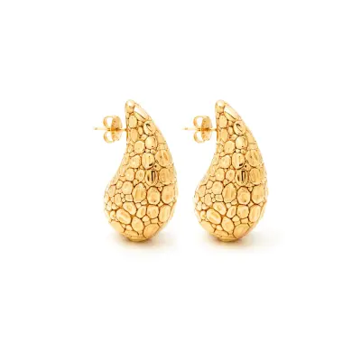 Crocodile Droplet Earrings gold-plated עגילים כסף