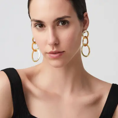 Blade Drop Earrings gold-plated עגילים כסף