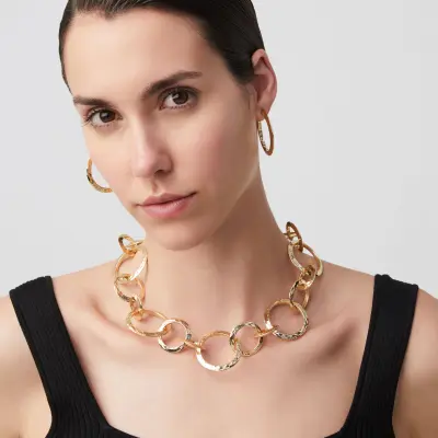 Blade Chain Necklace gold-plated שרשרת כסף
