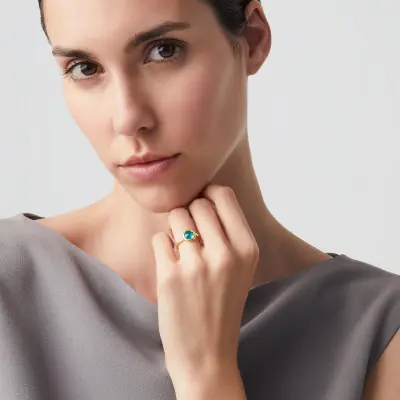 Blue Loop Ring gold-plated טבעת כסף