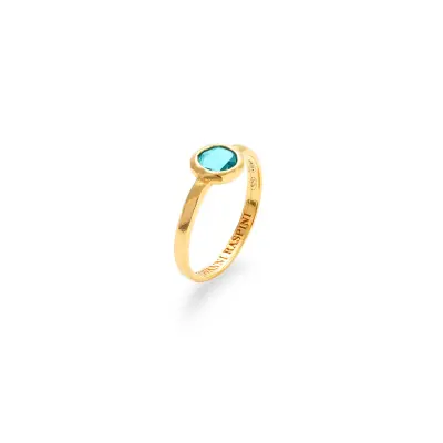 Blue Small Loop Ring gold-plated טבעת כסף