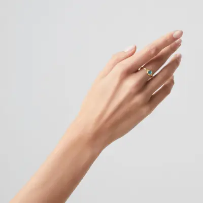 Blue Small Loop Ring gold-plated טבעת כסף