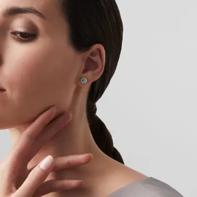 Blue Small Loop Earrings עגילים כסף