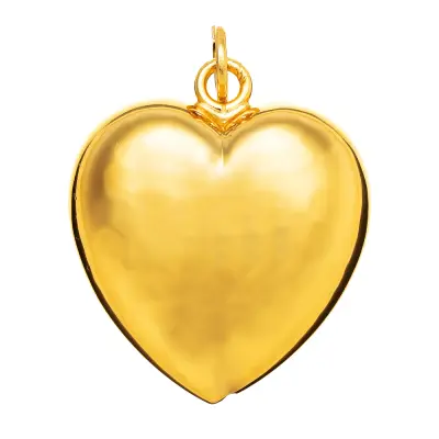 GOLD-PLATED HAMMERED HEART MEDIUM CHARM תליון כסף